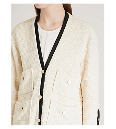 Shop Maje Vega Cotton Tweed Blazer In Ecru