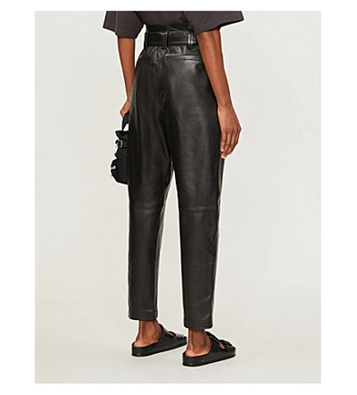 Shop Anine Bing Inez High-rise Leather Trousers In Black