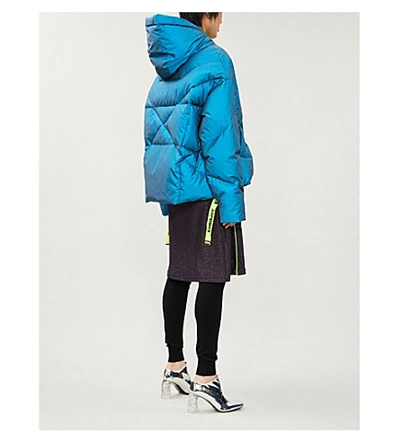 Shop Khrisjoy Reflective Shell-down Jacket In Teal