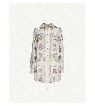 Shop Tory Burch Bridgette Floral-print Cotton And Silk-blend Tunic In Garden+veil