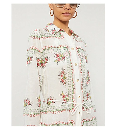 Shop Tory Burch Bridgette Floral-print Cotton And Silk-blend Tunic In Garden+veil