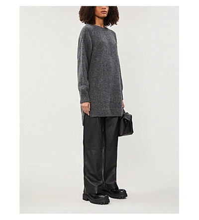 Shop Anine Bing Kyle Wool-blend Sweater Dress In Grey