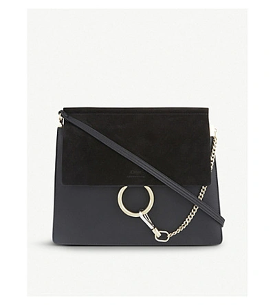 Shop Gucci Faye Leather And Suede Shoulder Bag In Black