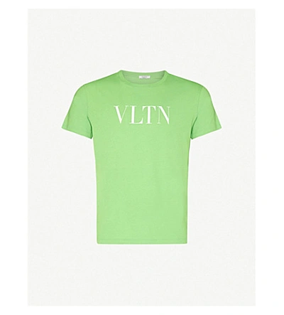 Shop Valentino Logo-print Cotton-jersey T-shirt In Orange+fluo