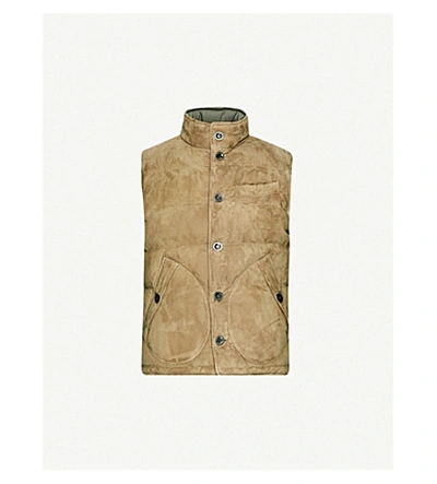 Shop Ralph Lauren Mardell Sleeveless High-neck Suede Gilet In Porcini