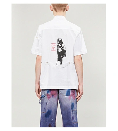 Shop Off-white Vertical Climb Voyage Graphic-print Cotton Shirt In White Black