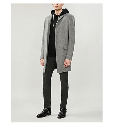 Shop Allsaints Bodell Notch-lapel Wool Coat In Light Grey