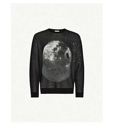 Shop Valentino Moon Dust Graphic-print Cotton-jersey Sweatshirt In Black