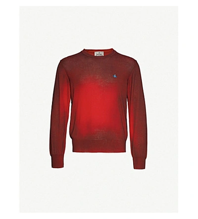 Shop Vivienne Westwood Logo-embroidered Cotton-knit Jumper In Red Fucsia