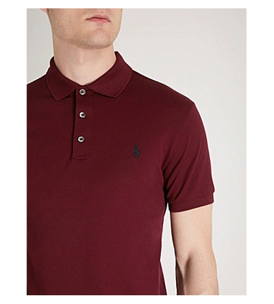 Shop Polo Ralph Lauren Slim-fit Cotton-piqué Polo Shirt In Classic Wine
