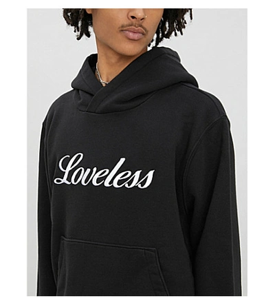 Shop Amiri Loveless Embroidered Cotton-jersey Hoody In Black