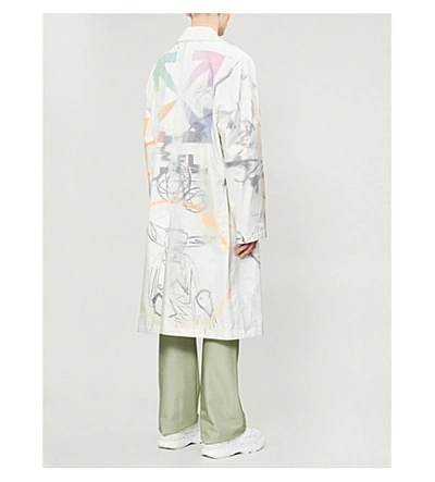 Shop Off-white Abstract-print Cotton-blend Trench Coat In Multicolor