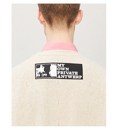 Shop Raf Simons Oversized Patch Wool Jumper In Light+blue