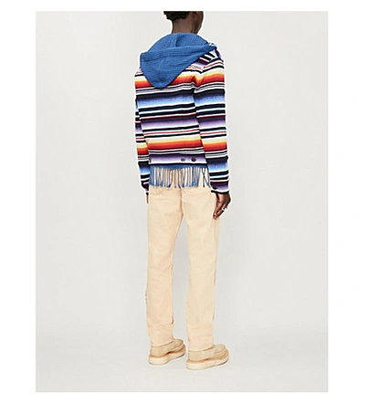 Shop Alanui Sarape Striped Cashmere-blend Knitted Jacket In Multicolour