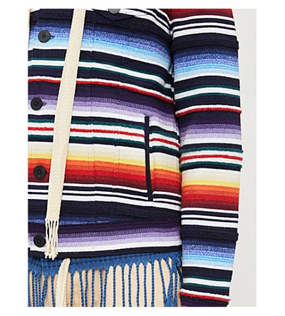 Shop Alanui Sarape Striped Cashmere-blend Knitted Jacket In Multicolour