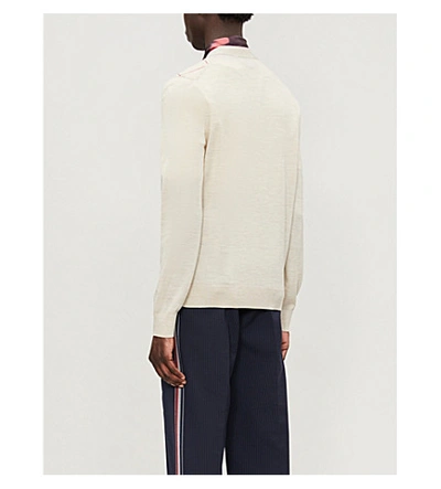Shop Gucci Bee-intarsia Cotton-knit Cardigan In Milk Multi