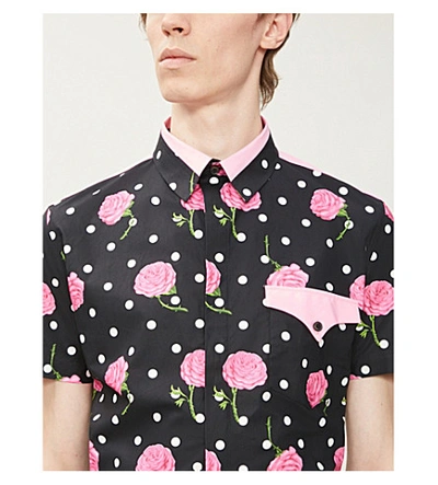 Shop Rabanne Floral-print Cotton Shirt In Black Roses