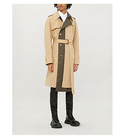 Shop Alexander Mcqueen Belted Gabardine Trench Coat In Beige