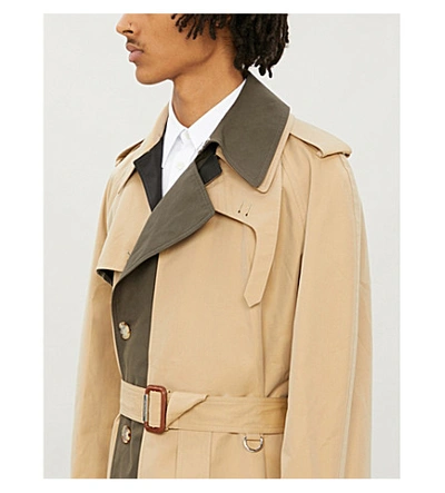 Shop Alexander Mcqueen Belted Gabardine Trench Coat In Beige