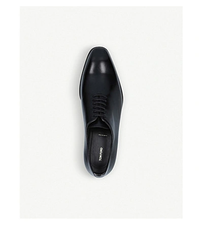 Shop Tom Ford Elkan Whole-cut Leather Oxford Shoes In Black