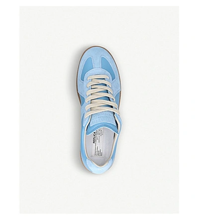 Shop Maison Margiela Replica Leather And Suede Trainers In Denim