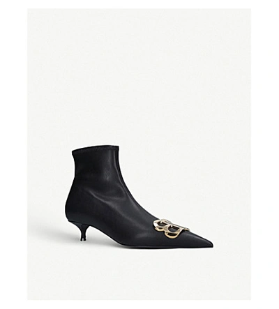 Shop Balenciaga Bb 40 Leather Ankle Boots In Blk/other