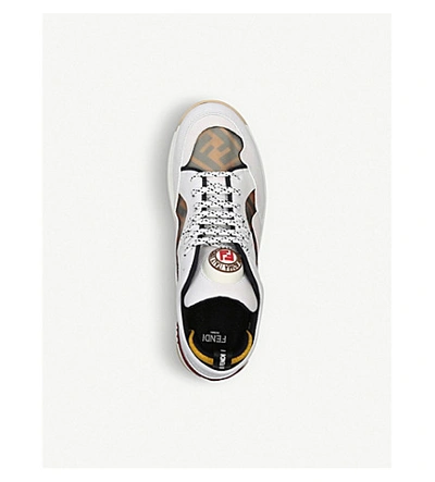 Shop Fendi Logomania Leather And Polyurethane Trainers In White