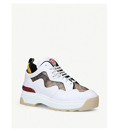 Shop Fendi Logomania Leather And Polyurethane Trainers In White