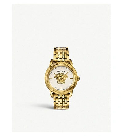 Shop Versace 00318 Palazzo Empire Gold-plated Stainless Steel Watch