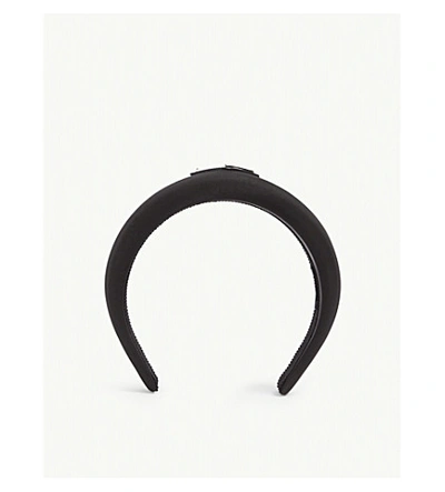 Shop Prada Satin Logo Headband In Black