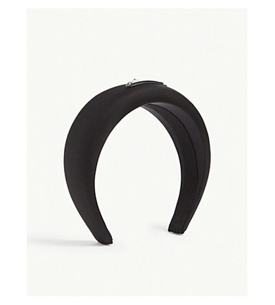 Shop Prada Satin Logo Headband In Black