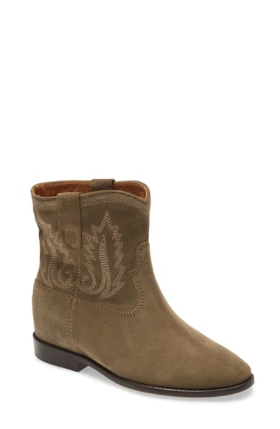 Shop Isabel Marant Crisi Embroidered Western Boot In Taupe