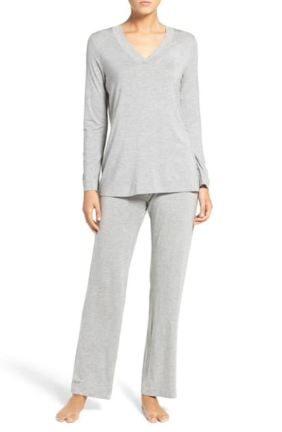 Shop Hanro Knit Pajamas In Grey Melange 958