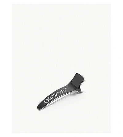 Shop Off-white Logo Contrast Hair Clip In Black White