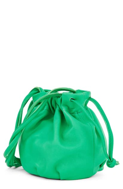 Shop Clare V Emma Leather Drawstring Bag In Parrot Green Italian Nappa