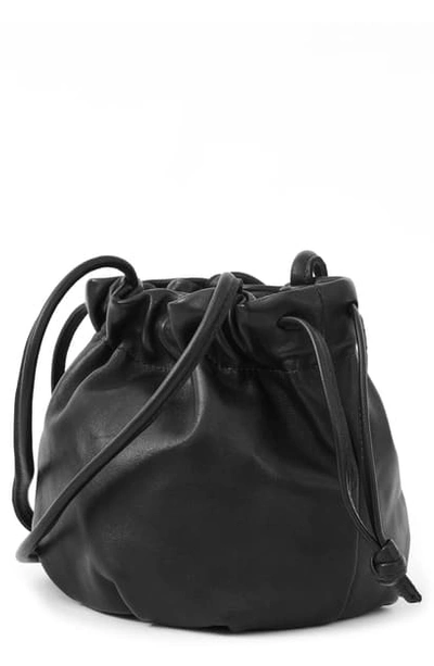 Shop Clare V Emma Leather Drawstring Bag In Black Italian Nappa