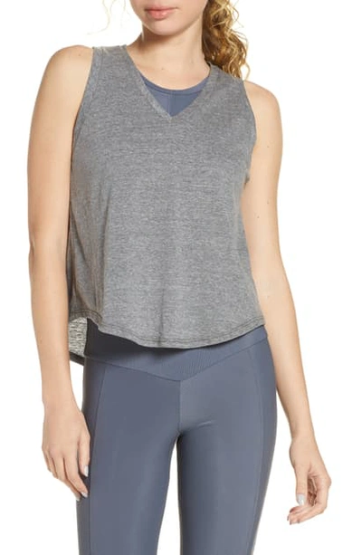 Shop Onzie Knot Front Tank Top In Heather Gray