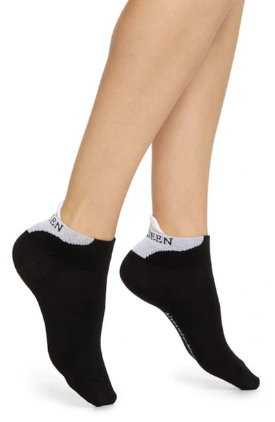 Shop Alexander Mcqueen Logo Heel Tab Ankle Socks In Black/ White