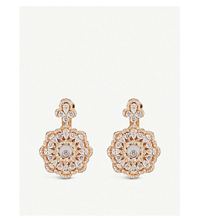 Shop Chopard Happy Diamonds Rose-gold And Diamond Earrings In Rose Gold