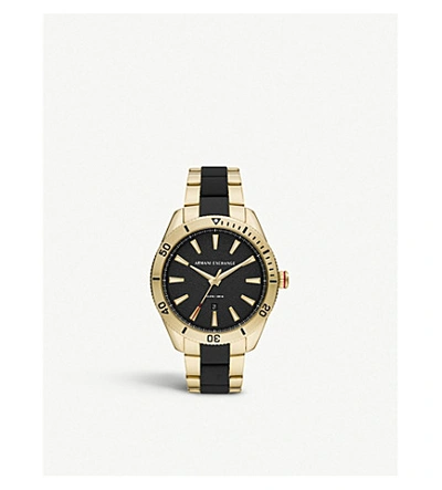 Shop Armani Exchange Ax1825 Enzo Yellow-gold Plated Stainless Steel And Silicone Watch