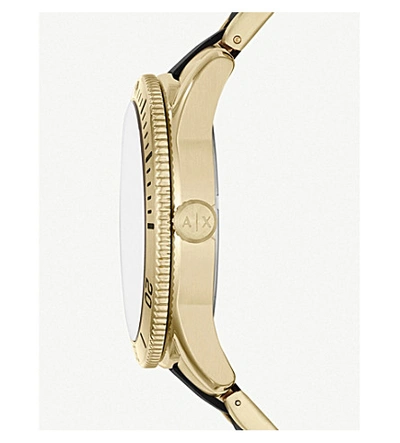 Shop Armani Exchange Ax1825 Enzo Yellow-gold Plated Stainless Steel And Silicone Watch
