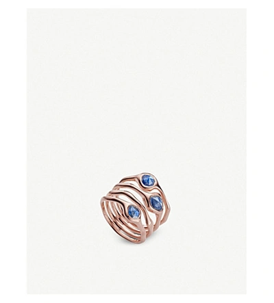 Shop Monica Vinader Siren 18ct Rose Gold-plated Vermeil Silver And Kyanite Cluster Cocktail Ring In Rose Gold Vermeil