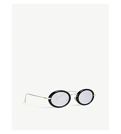 Shop Dior Mini Oval-frame Sunglasses In Black