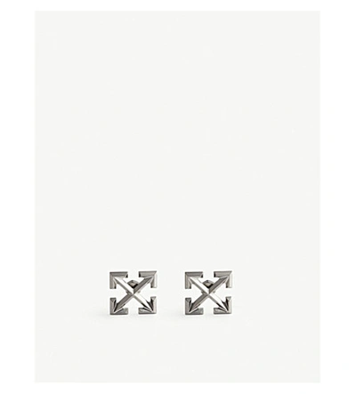 Shop Off-white Arrow Logo Stud Earrings In Silver+no+colour