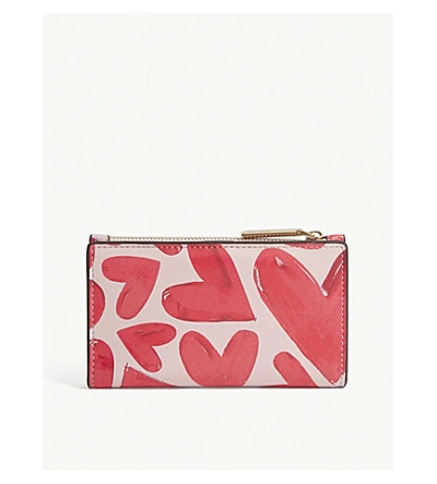 Shop Kate Spade Heart Print Bifold Wallet In Tutu Pink