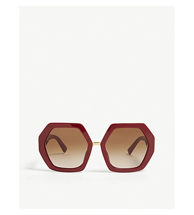 Shop Valentino Va4053 Irregular-frame Sunglasses In Red