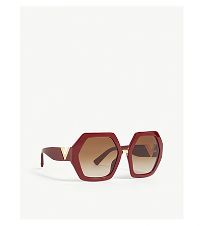 Shop Valentino Va4053 Irregular-frame Sunglasses In Red