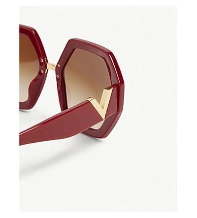 Shop Valentino Va4053 Irregular-frame Sunglasses In Red