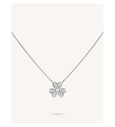 Shop Van Cleef & Arpels Womens 18k White Gold Frivole White Gold And Diamond Necklace