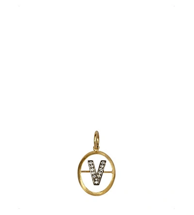 Shop Annoushka 18ct Yellow-gold And Diamond V Pendant